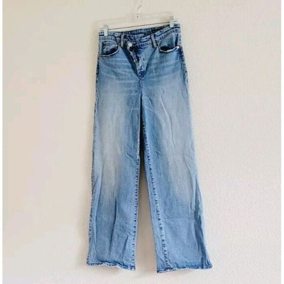 BlankNYC The Franklin Straight Ovelap Fly Say Less Wash Wide Leg Jeans Size 28 - Picture 7 of 10